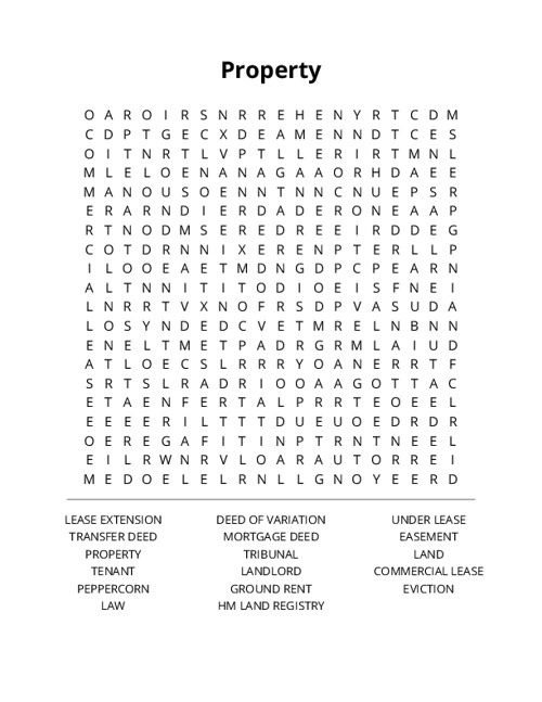Property Crossword Puzzle