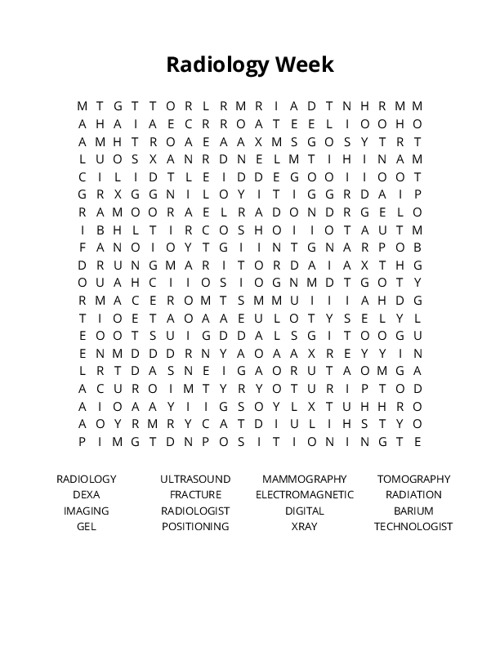 Radiology Week Word Search Puzzle