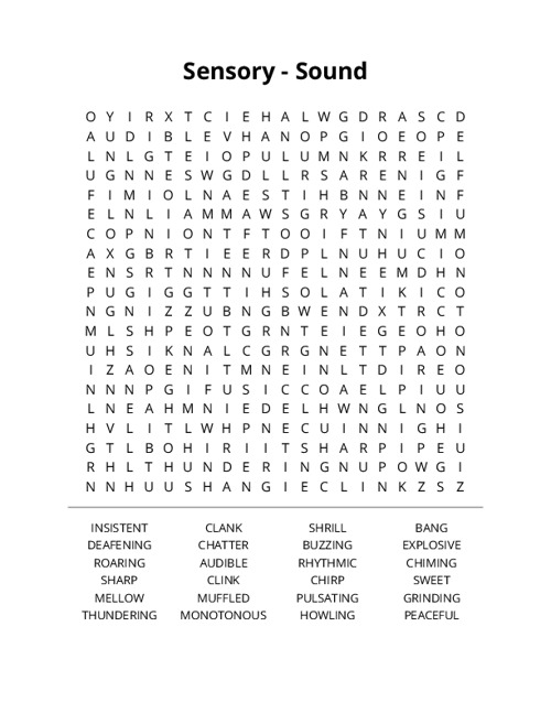 Sensory - Sound Word Search Puzzle