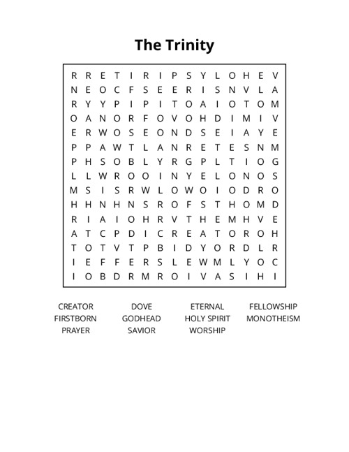 The Trinity Word Search Puzzle