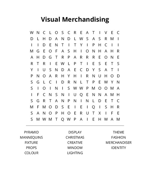 Visual Merchandising Word Search Puzzle