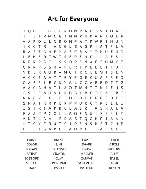 Art for Everyone Word Search Puzzle