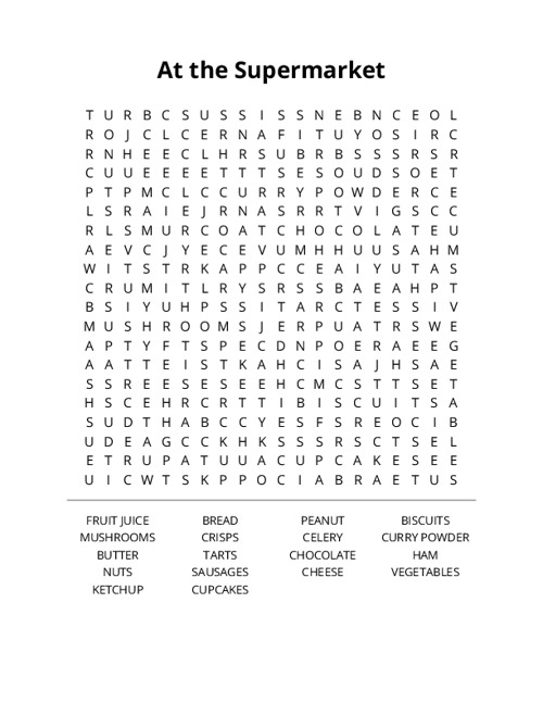 At the Supermarket Word Search Puzzle