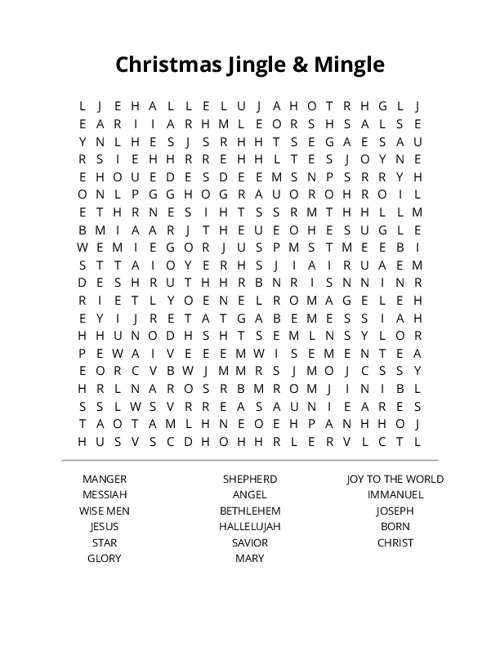 Christmas Jingle & Mingle Word Search Puzzle