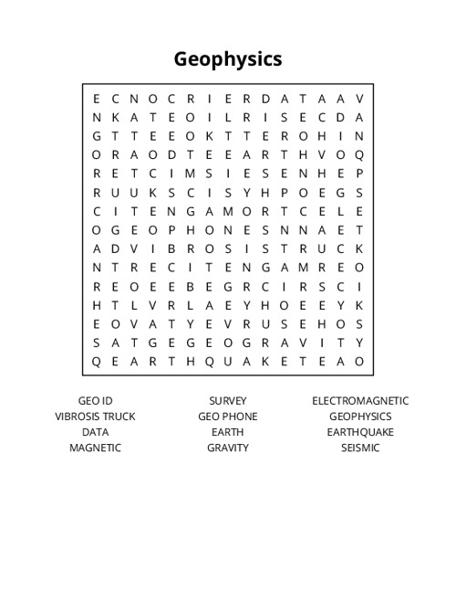 Geophysics Word Search Puzzle