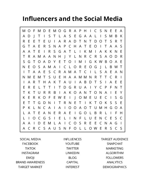 Influencers and the Social Media Word Search Puzzle