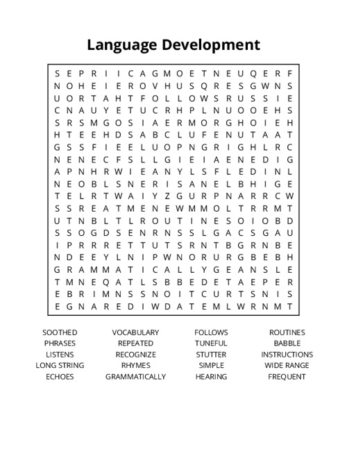 Language Development Word Search Puzzle