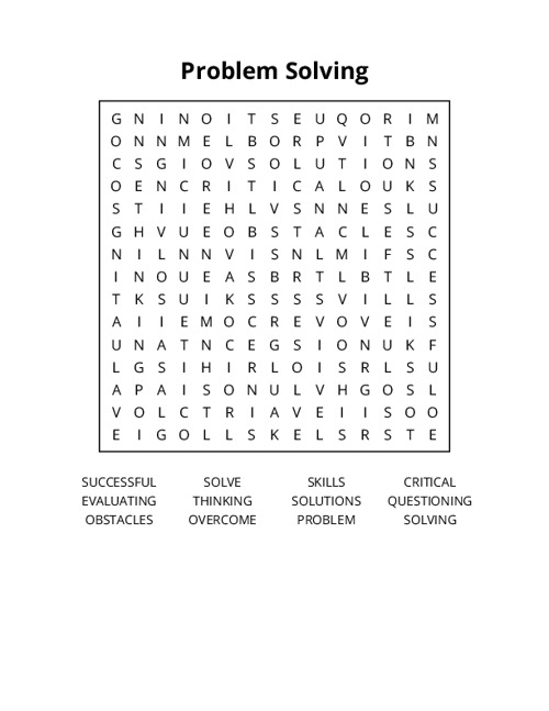 Problem Solving Word Search Puzzle