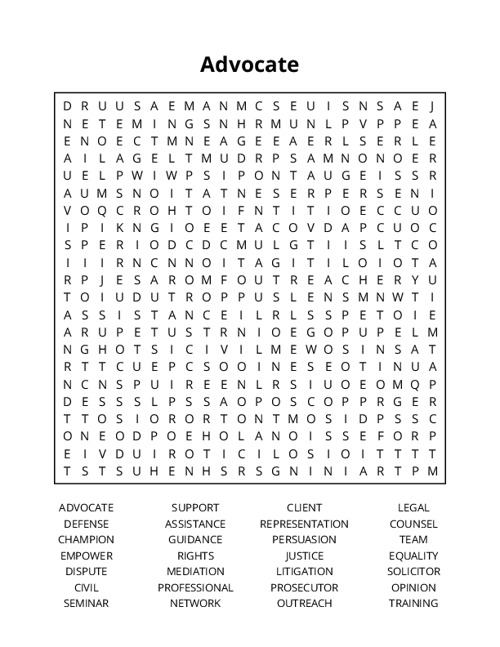 Advocate Word Search Puzzle