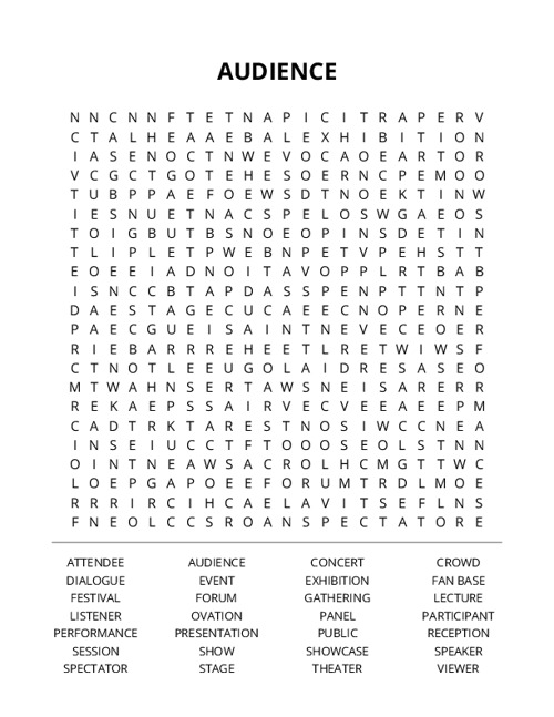 AUDIENCE Word Search Puzzle
