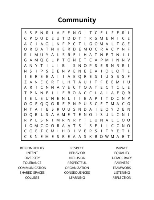 Community Word Search Puzzle