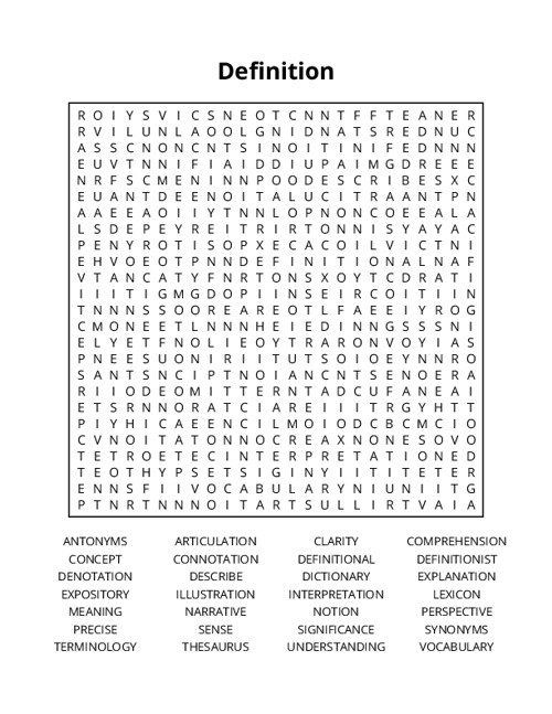 Definition Word Search Puzzle
