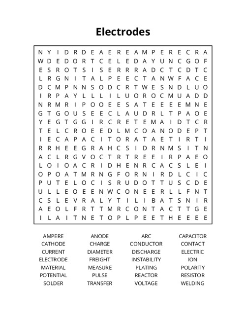 Electrodes Word Search Puzzle