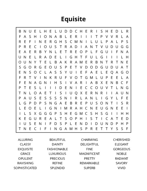 Equisite Word Search Puzzle