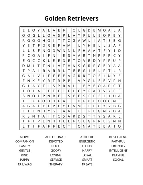 Golden Retrievers Crossword Puzzle