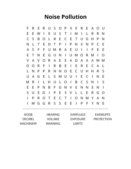 Noise Pollution Word Search Puzzle