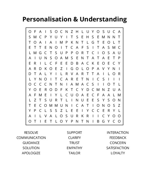 Personalisation & Understanding Word Search Puzzle
