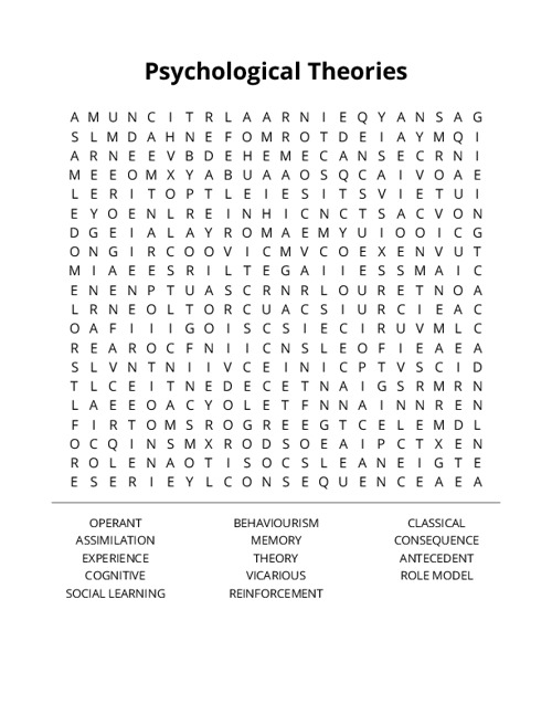 Psychological Theories Word Search Puzzle