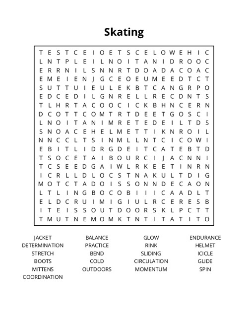 Skating Word Search Puzzle