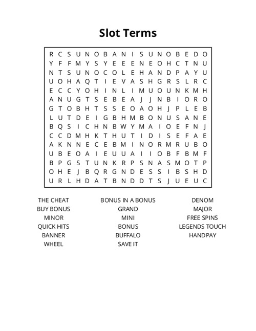 Slot Terms Word Search Puzzle