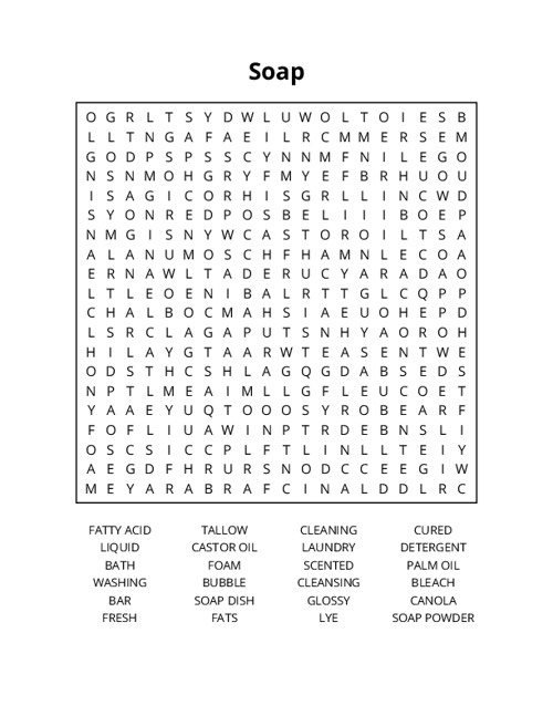 Soap Word Search Puzzle