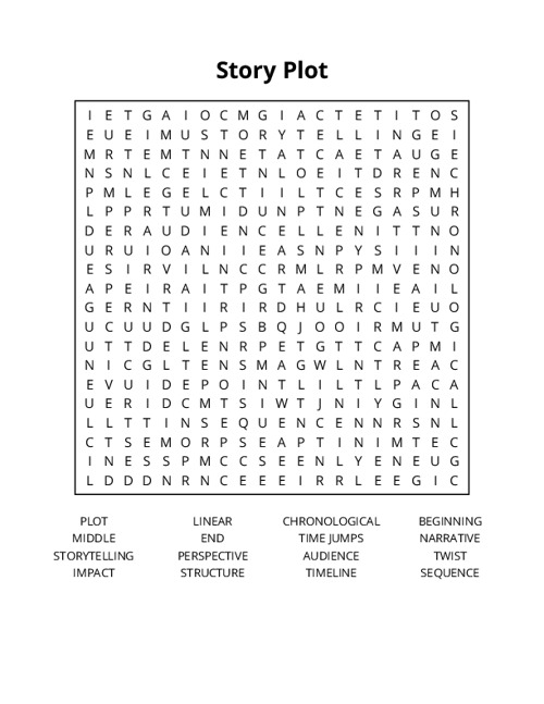 Story Plot Word Search Puzzle