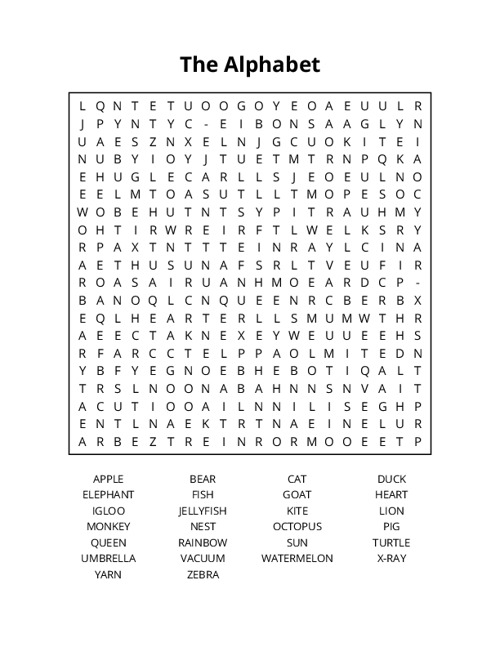 The Alphabet Word Search Puzzle