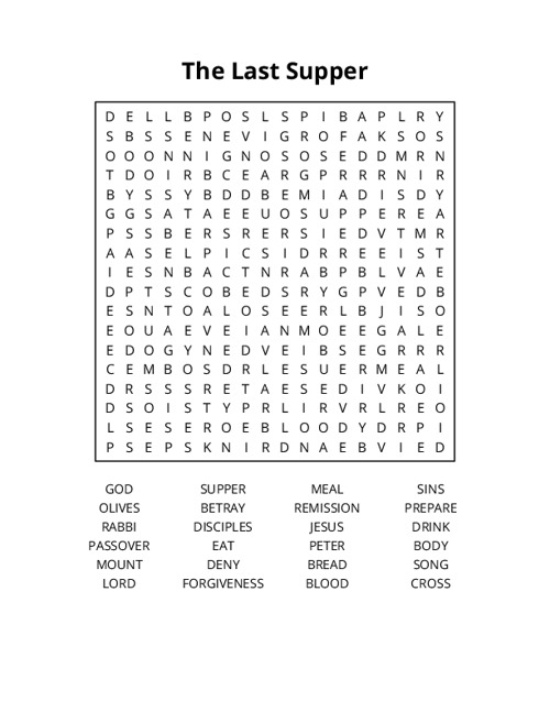 The Last Supper Word Search Puzzle