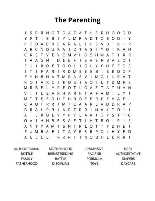 The Parenting Word Search Puzzle