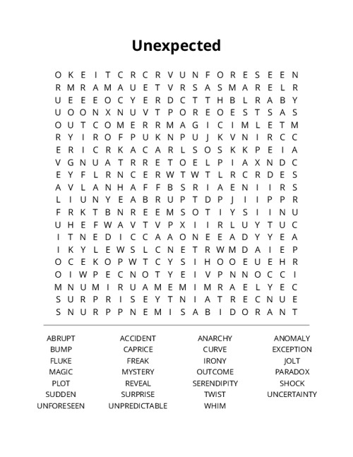 Unexpected Word Search Puzzle