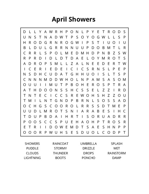 April Showers Crossword Puzzle