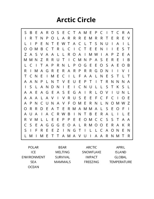 Arctic Circle Crossword Puzzle