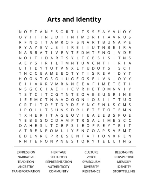 Arts and Identity Crossword Puzzle