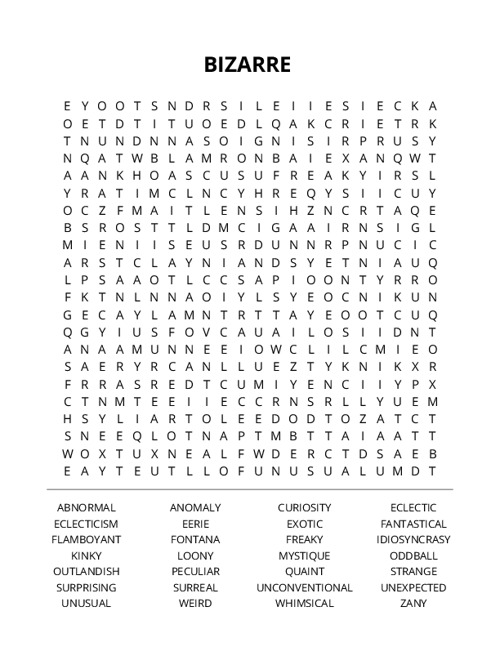 BIZARRE Crossword Puzzle