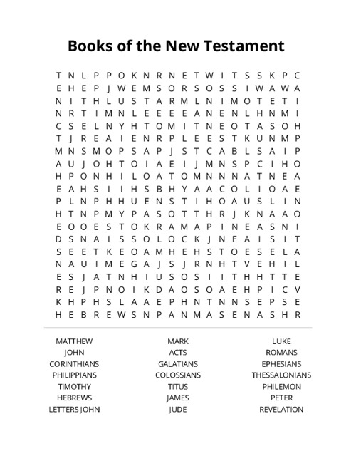 Books of the New Testament Word Search Puzzle