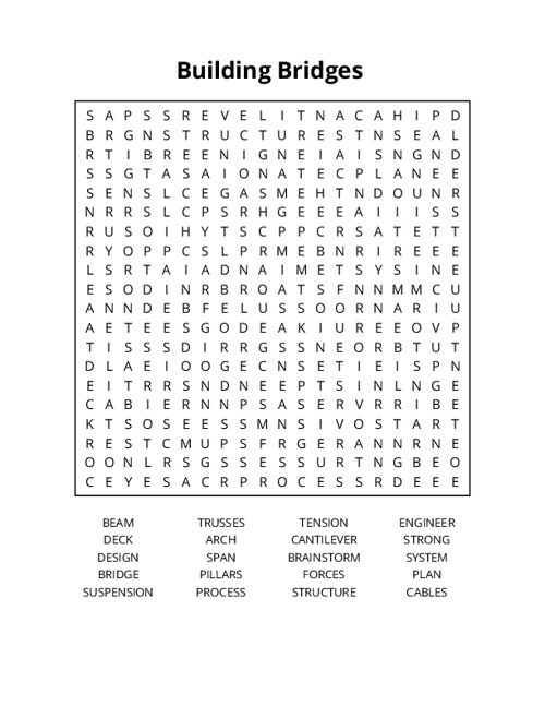 Building Bridges Crossword Puzzle