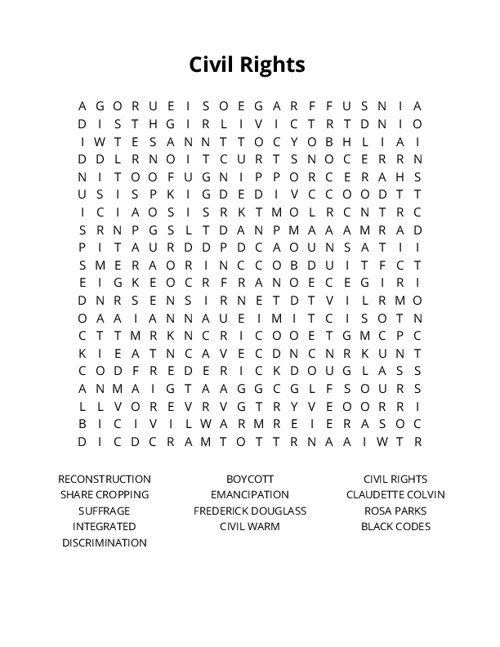 Civil Rights Crossword Puzzle
