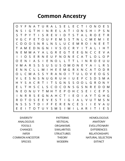 Common Ancestry Crossword Puzzle
