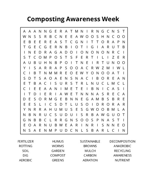 Composting Awareness Week Crossword Puzzle