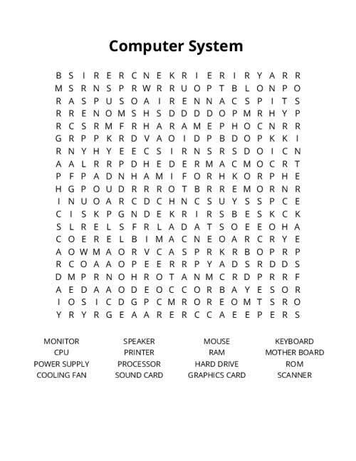 Computer System Crossword Puzzle