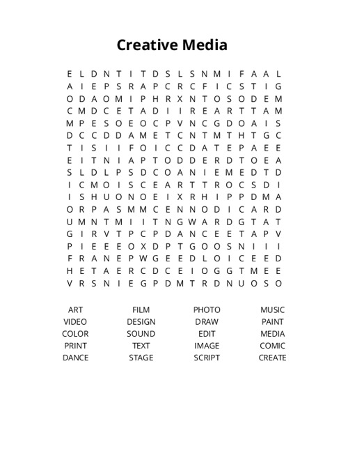 Creative Media Crossword Puzzle