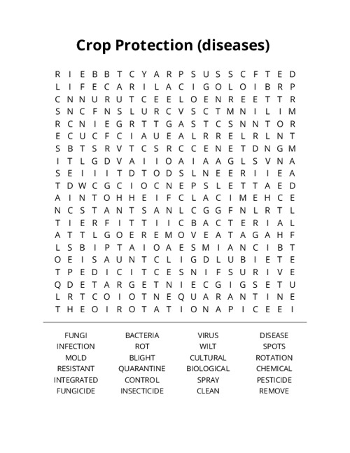 Crop Protection (diseases) Word Search Puzzle