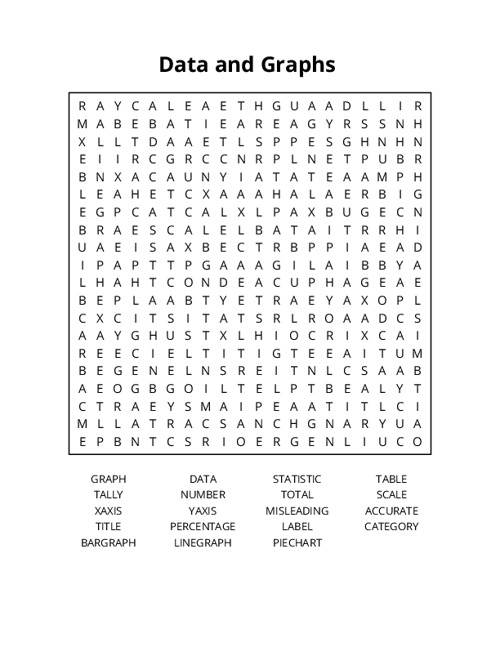 Data and Graphs  Word Search Puzzle