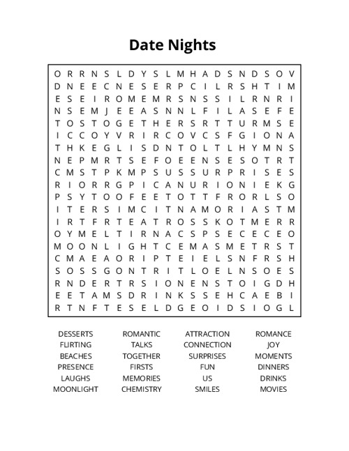 Date Nights Crossword Puzzle