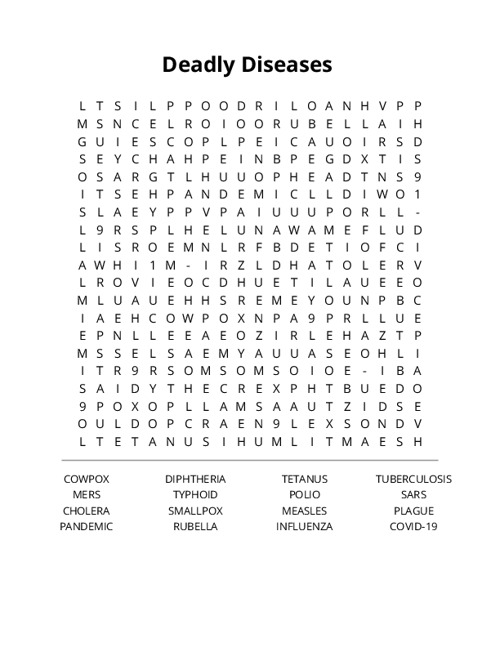 Deadly Diseases Crossword Puzzle