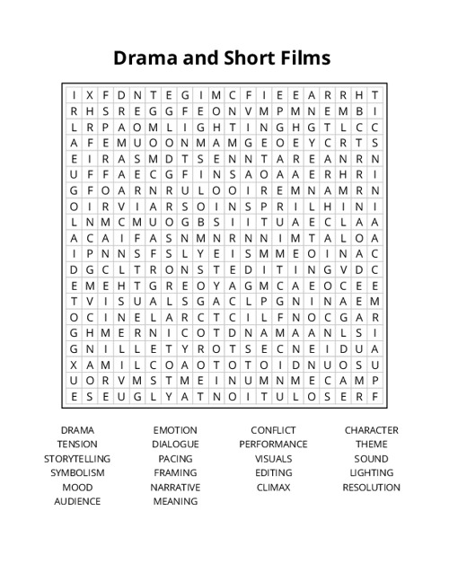 Drama and Short Films Crossword Puzzle