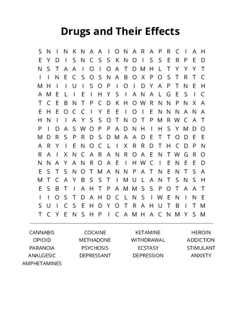 Drugs and Their Effects Crossword Puzzle