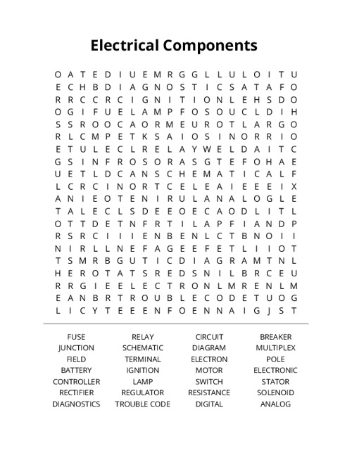 Electrical Components Crossword Puzzle