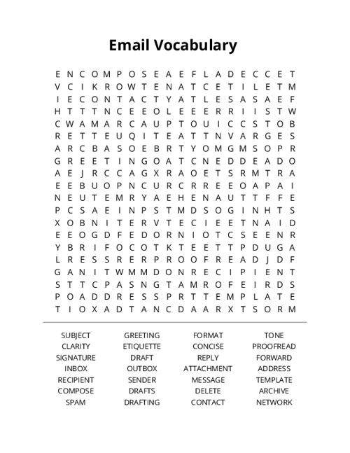 Email Vocabulary Crossword Puzzle