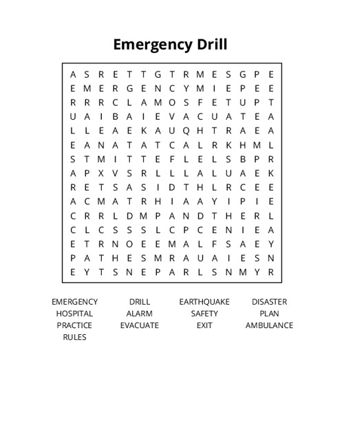 Emergency Drill Crossword Puzzle